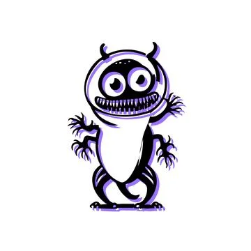 Cute Devil Monster Cartoon Character Stock Illustration