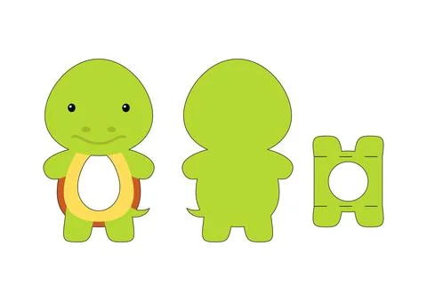 Cute die cut turtle chocolate egg holder template. Retail paper box for the e Stock Illustration