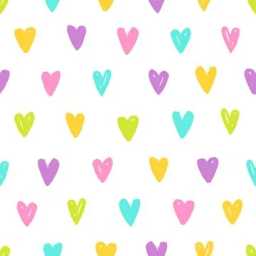 Cute different colors hearts. Stock Illustration