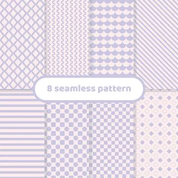 Cute different geometric patterns, abstract pattern set, pastel Stock Illustration