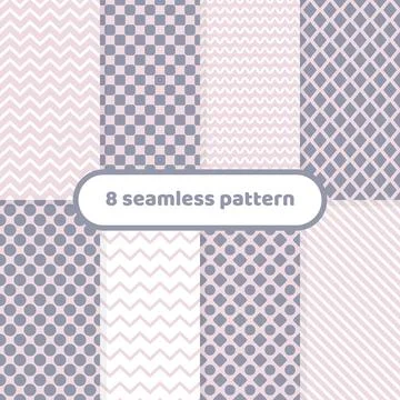 Cute different geometric patterns, abstract pattern set, pastel Illustrazione stock