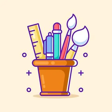 Cute different stationery items Stock Illustration
