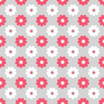 Cute different vector seamless pattern. Pink, white and grey color Stock Illustration