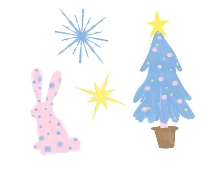 A cute digital christmas set. Stock Illustration