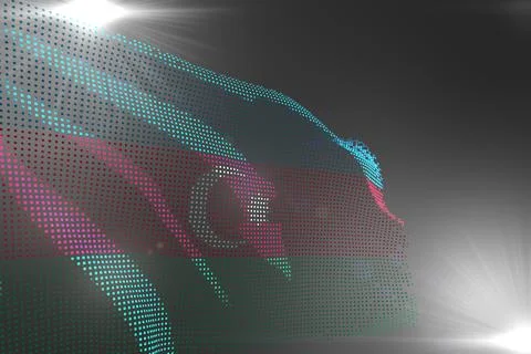 Cute digital image of Azerbaijan flag made of dots waving on grey with empty Stock Illustration