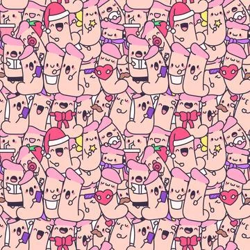 Cute dildo seamless pattern set Stock Illustration