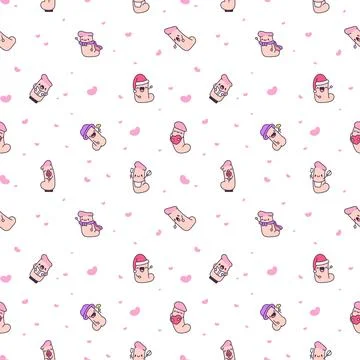 Cute dildo seamless pattern set Stock Illustration