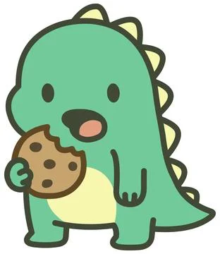 Cute Dino Eating a Cookie Illustrazione stock