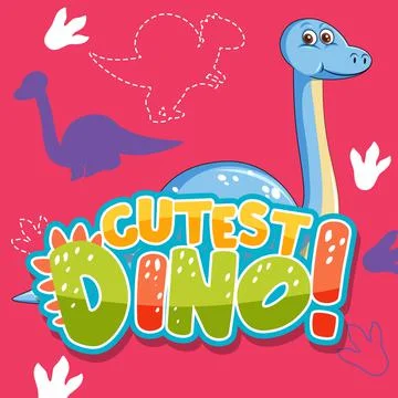 Cute dinosaur character with font design for word Cutest Dino Stock Illustration