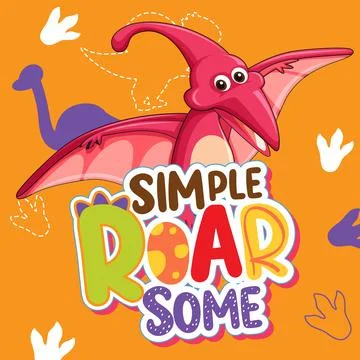 Cute dinosaur character with font design for word Simple Roar Some Stock Illustration