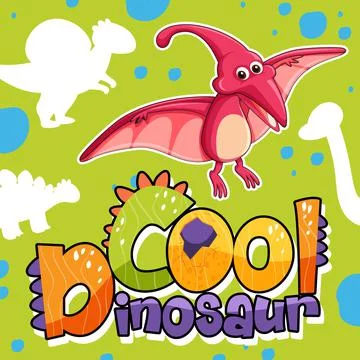 Cute dinosaur character with font design for word Cool Dinosaur Stock Illustration