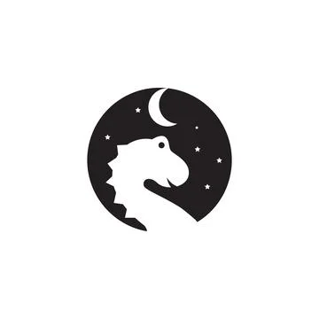 Cute dinosaur with crescent night logo symbol icon vector graphic design il.. Ilustración de archivo