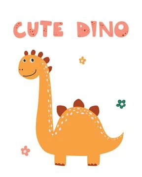 Cute dinosaur drawn as vector for tee print Stock Illustration