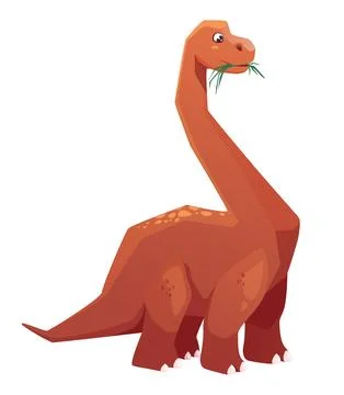 Cute dinosaur eating grass flat vector illustration of a dinosaur eating a .. Illustrazione stock