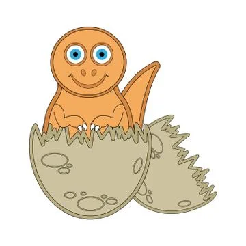 Cute dinosaur on an eggshell 스톡 일러스트