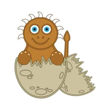 Cute dinosaur on an eggshell Stock Illustration