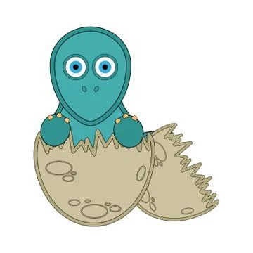Cute dinosaur on an eggshell Stock Illustration