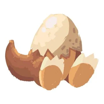 Cute dinosaur with eggshell Stock Illustration