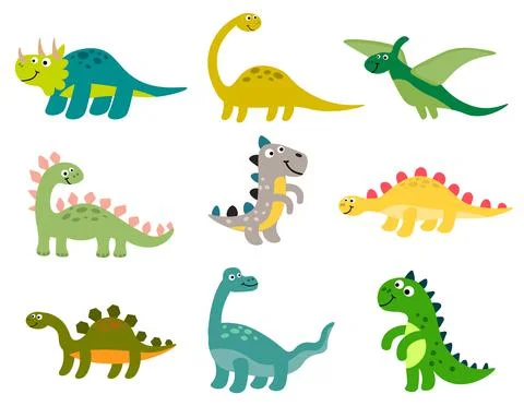 Cute dinosaur in flat style isolated Stock Illustration