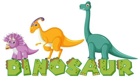 Cute dinosaur font logo Stock Illustration