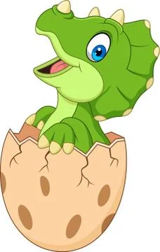 Cute dinosaur hatching Stock Illustration