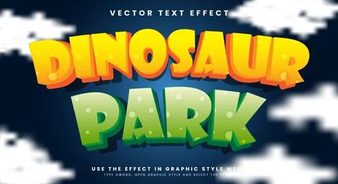 Cute Dinosaur Park editable text effect template Stock Illustration