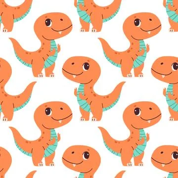 Cute dinosaur seamless pattern. Cute colored dinosaurs for nursery, kids Illustrazione stock