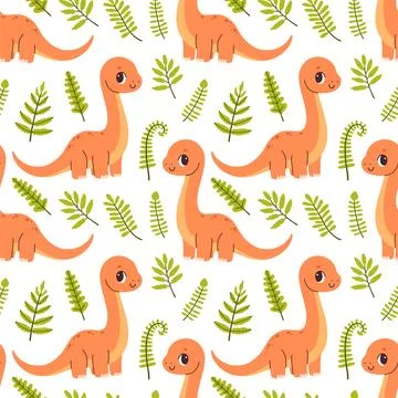 Cute dinosaur seamless pattern. Cute colored dinosaurs for nursery, kids Illustrazione stock