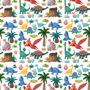 Cute dinosaur seamless pattern 스톡 일러스트