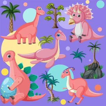 Cute dinosaur seamless pattern Stock Illustration
