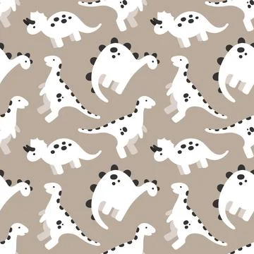 Cute dinosaur seamless pattern. Pastel background for fabric, wrapping paper Stock Illustration