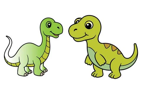 Cute dinosaur set vector illustration Stock Illustration