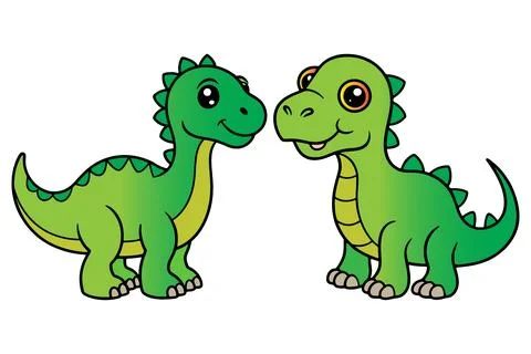 Cute dinosaur set vector illustration Stock Illustration