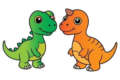 Cute dinosaur set vector illustration Stock Illustration