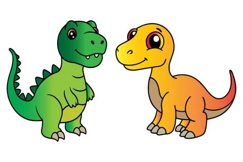 Cute dinosaur set vector illustration Stock Illustration