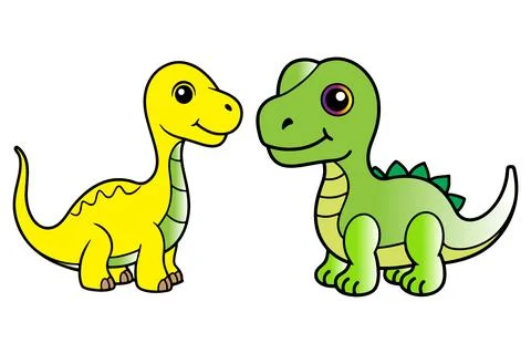 Cute dinosaur set vector illustration Stock Illustration