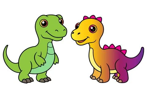 Cute dinosaur set vector illustration Stock Illustration