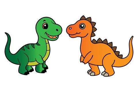 Cute dinosaur set vector illustration Stock Illustration
