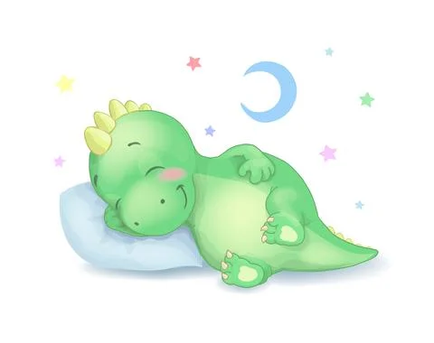 Cute dinosaur sleeping vector illustration Stockillustratie