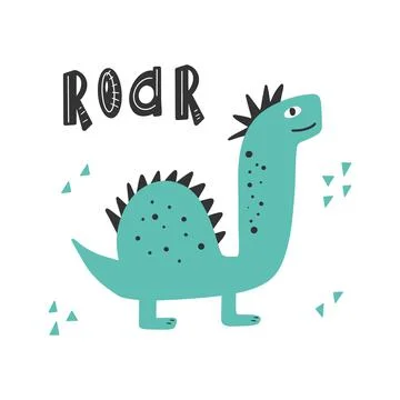 Cute Roarsome Dinosaur - Vector Graphics And Typography T-shirt