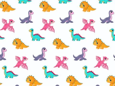 Cute dinosaurs childrens pattern. Vector illustration Stock-Illustration