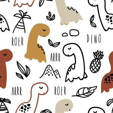 Cute dinosaurs seamless pattern Stock Illustration