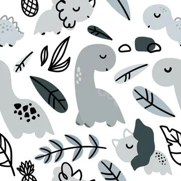 Cute dinosaurs seamless pattern Stock Illustration