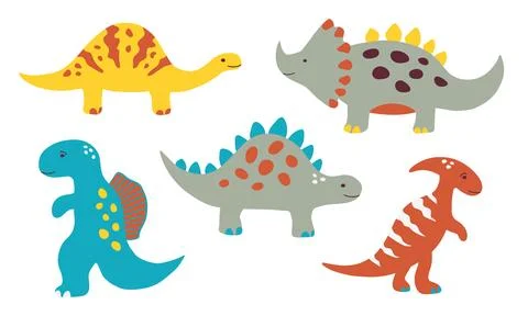 Cute dinosaurs set. Vector illustration isolated on white for childish design Illustration