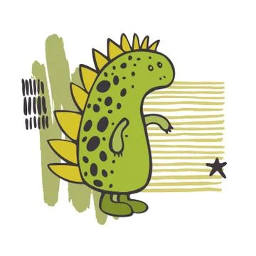 Cute dinosaurs. Vector pattern. Stock Illustration