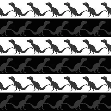 Cute Dinosaurs Vector Seamless Pattern. Silhouette striped Background Wallpap Stock Illustration