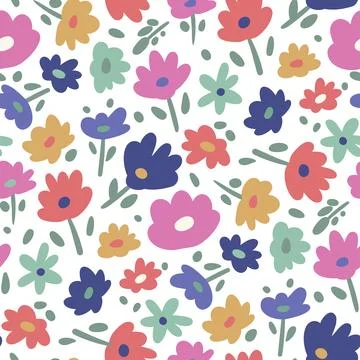 Cute Ditsy Floral Seamless Pattern. Brightly color Illustrazione stock