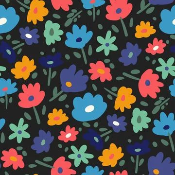 Cute Ditsy Floral Seamless Pattern. Minimal flower Stock Illustration