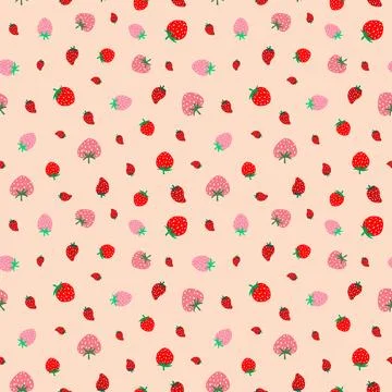 Cute ditsy strawberries seamless pattern vector design Stock Illustration