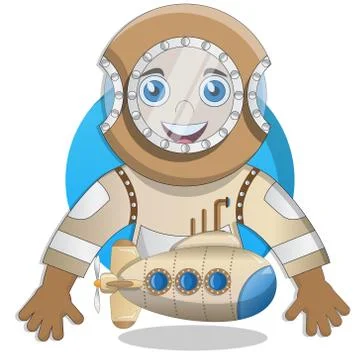 Cute diver boy. Stock Illustration